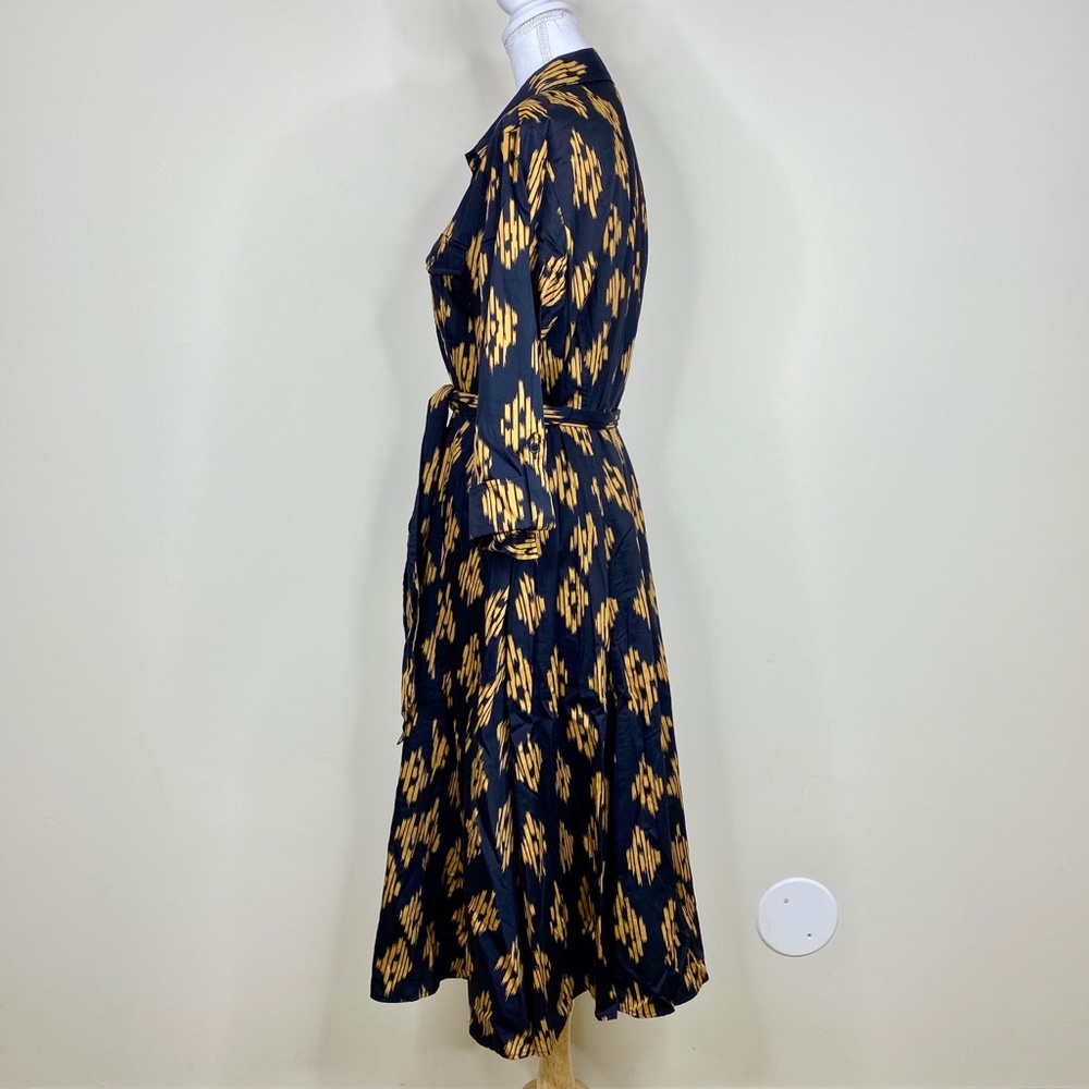 Jones New York Button Down Shirt Dress Black Tan - Picture 4 of 6